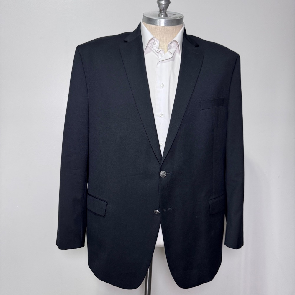 Michael Kors Blazer Mens 52R Black Wool Blend Two Button Modern Sport Coat